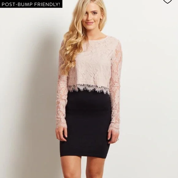 HP {PinkBlush} Lace Maternity Crop Top S Post Maternity Bump - Picture 14 of 14